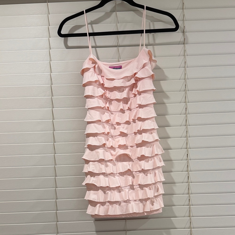 Edikted Pink Ruffle Mini Dress